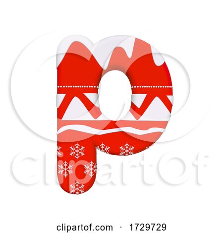 Christmas Letter P  Lowercase 3d Xmas Suitable for Celebration Santa Claus or Winter Related Subjects on a White Background by chrisroll