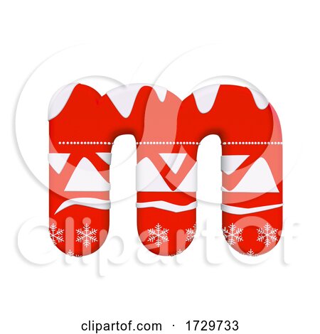 Christmas Letter M  Lowercase 3d Xmas Suitable for Celebration Santa Claus or Winter Related Subjects on a White Background by chrisroll
