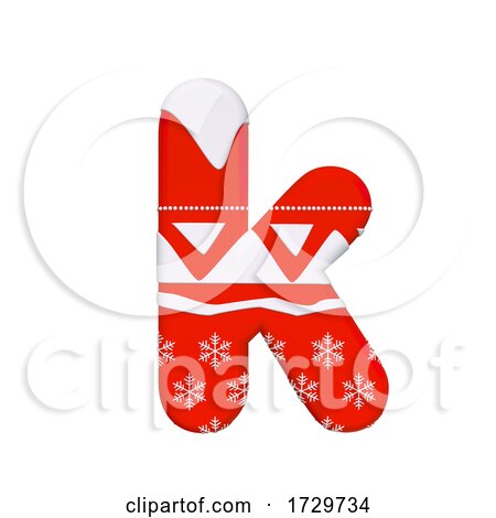 Christmas Letter K  Small 3d Xmas Suitable for Celebration Santa Claus or Winter Related Subjects on a White Background by chrisroll