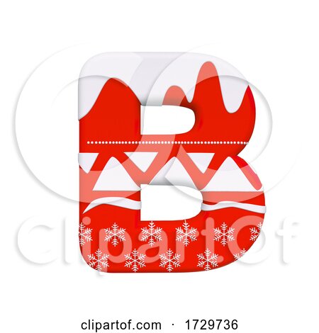 Christmas Letter B  Capital 3d Xmas Suitable for Celebration Santa Claus or Winter Related Subjects on a White Background by chrisroll