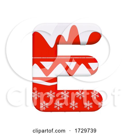 Christmas Letter E  Capital 3d Xmas Suitable for Celebration Santa Claus or Winter Related Subjects on a White Background by chrisroll