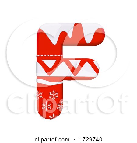 Christmas Letter F  Uppercase 3d Xmas Suitable for Celebration Santa Claus or Winter Related Subjects on a White Background by chrisroll