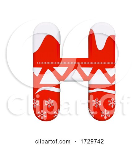 Christmas Letter H  Uppercase 3d Xmas Suitable for Celebration Santa Claus or Winter Related Subjects on a White Background by chrisroll