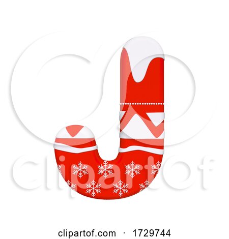 Christmas Letter J  Uppercase 3d Xmas Suitable for Celebration Santa Claus or Winter Related Subjects on a White Background by chrisroll