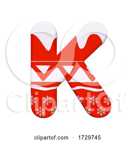 Christmas Letter K  Capital 3d Xmas Suitable for Celebration Santa Claus or Winter Related Subjects on a White Background by chrisroll