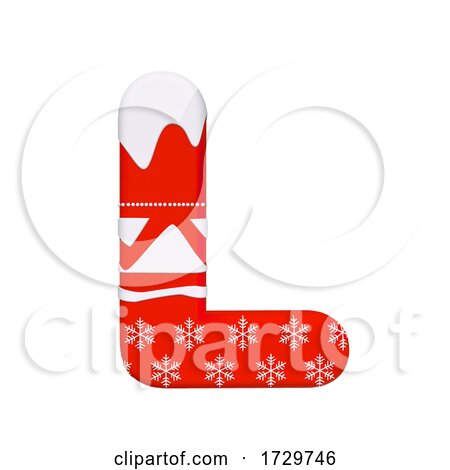 Christmas Letter L  Capital 3d Xmas Suitable for Celebration Santa Claus or Winter Related Subjects on a White Background by chrisroll