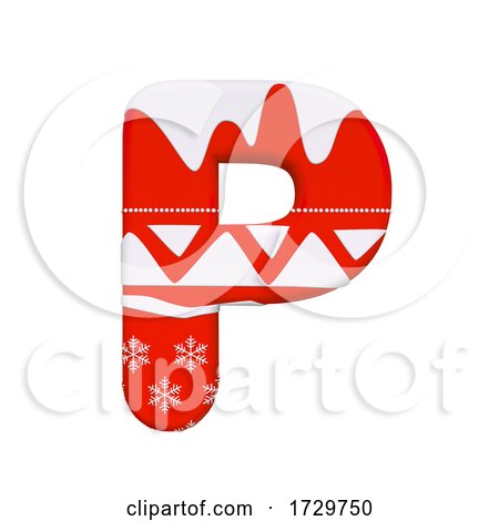 Christmas Letter P  Uppercase 3d Xmas Suitable for Celebration Santa Claus or Winter Related Subjects on a White Background by chrisroll
