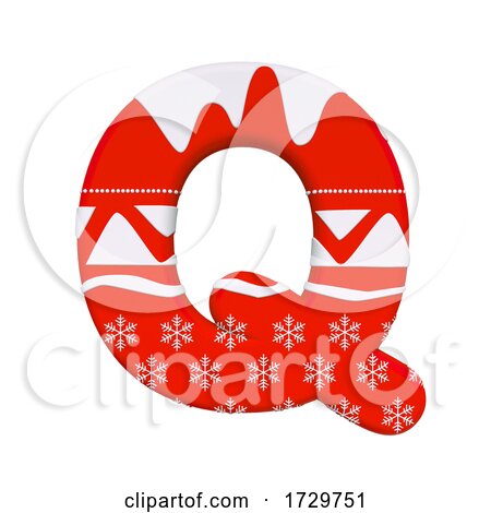 Christmas Letter Q  Uppercase 3d Xmas Suitable for Celebration Santa Claus or Winter Related Subjects on a White Background by chrisroll
