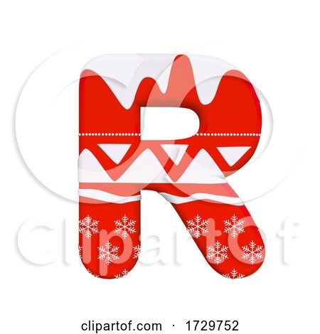 Christmas Letter R  Uppercase 3d Xmas Suitable for Celebration Santa Claus or Winter Related Subjects on a White Background by chrisroll
