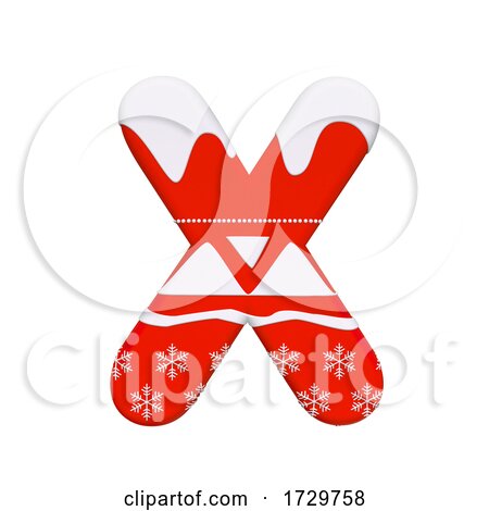 Christmas Letter X  Uppercase 3d Xmas Suitable for Celebration Santa Claus or Winter Related Subjects on a White Background by chrisroll