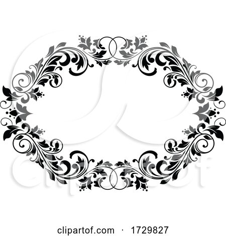 Black and White Floral Frame by Vector Tradition SM