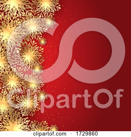 Golden Christmas Snowflakes Background by KJ Pargeter
