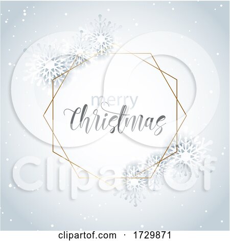 Decorative Christmas Snowflake Background with Gold Frame by KJ Pargeter