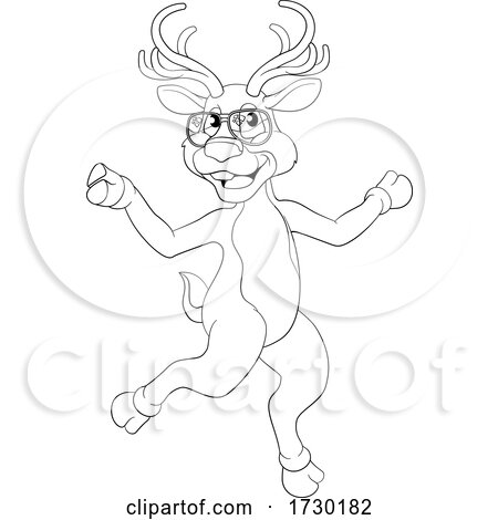 Cool Christmas Reindeer in Sunglasses Cartoon by AtStockIllustration