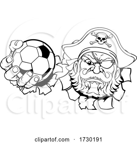Pirate Soccer Football Ball Sports Mascot Cartoon by AtStockIllustration