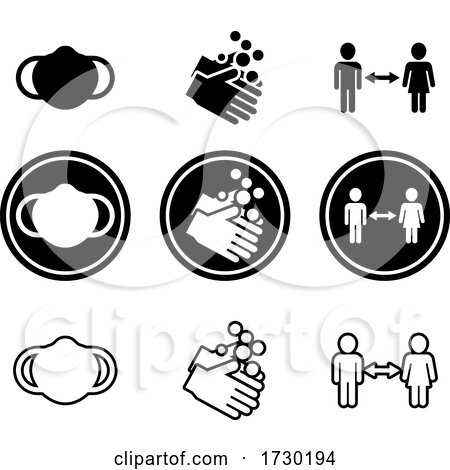 Set of Covid Guideline Icons by AtStockIllustration