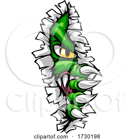 Monster with Talon Claw Tearing a Rip Through Wall by AtStockIllustration