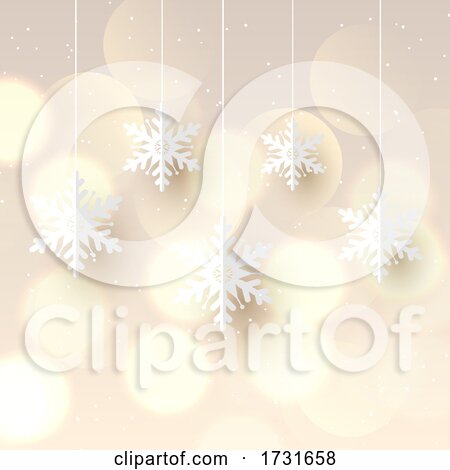 Christmas Background with Hanging Snowflakes 0911 by KJ Pargeter