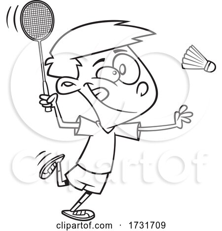 Cartoon Boy Playing Badminton by toonaday