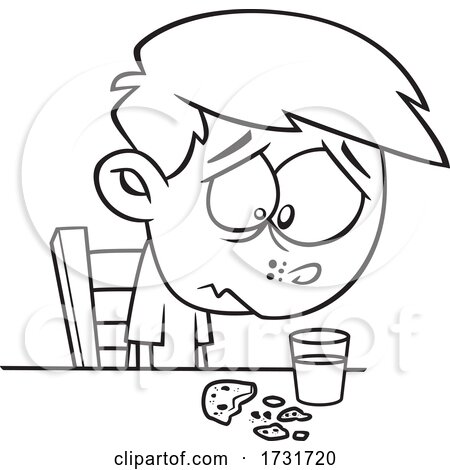 Cartoon Boy Sadly Looking at a Crumbled Cookie by toonaday
