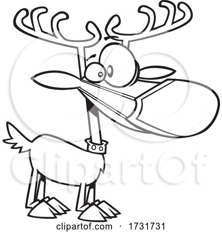 Cartoon Christmas Reindeer Waring a Face Mask by toonaday