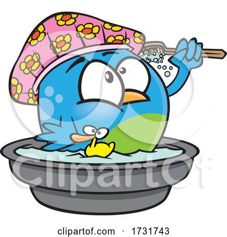 Cartoon Bird Bathing by toonaday