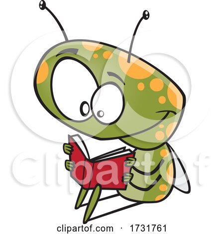 Cartoon Bug Reading a Book by toonaday