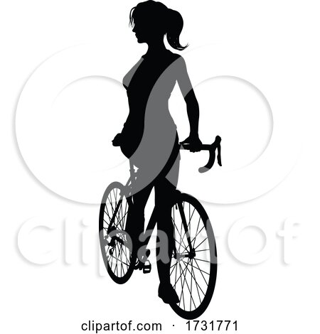 Woman Bike Cyclist Riding Bicycle Silhouette by AtStockIllustration