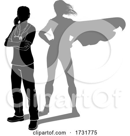 Doctor Nurse Woman Silhouette Scrubs Super Hero by AtStockIllustration