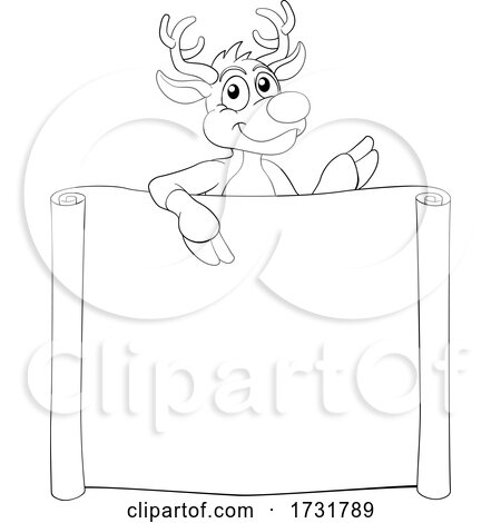 Christmas Reindeer Cartoon Sign by AtStockIllustration