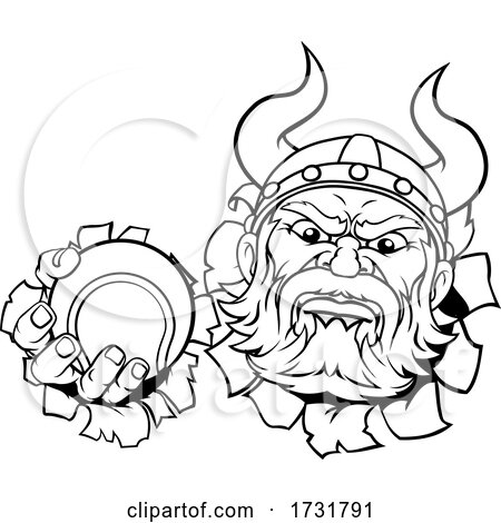 Viking Tennis Ball Sports Mascot Cartoon by AtStockIllustration