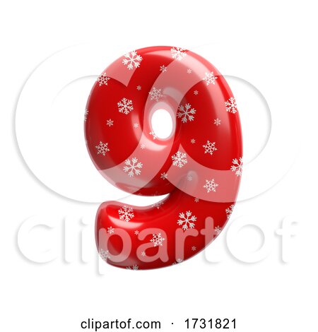 Snowflake Number 9 3d Christmas Digit Suitable for Christmas Santa Claus or Winter Related Subjects by chrisroll