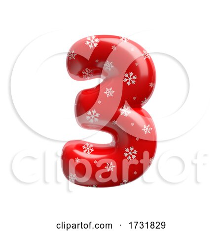 Snowflake Number 3 3d Christmas Digit Suitable for Christmas Santa Claus or Winter Related Subjects by chrisroll