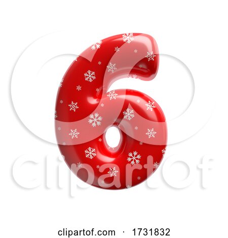 Snowflake Number 6 3d Christmas Digit Suitable for Christmas Santa Claus or Winter Related Subjects by chrisroll