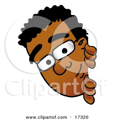 Clipart Picture of a Curious Black Businessman Mascot Cartoon Character Peeking Around a Corner by Mascot Junction