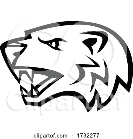 Angry North American Badger Head Side View Mascot Black and White by patrimonio