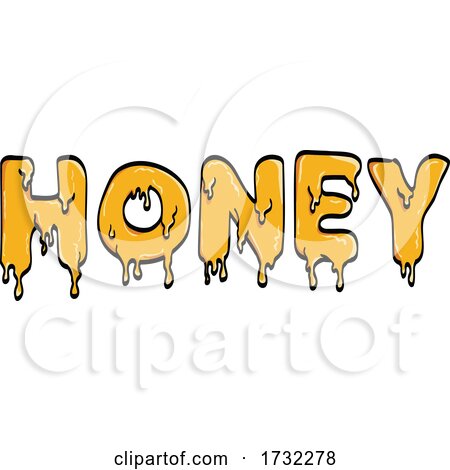 Word or Text of Honey Slowly Dripping and Liquified Line Art Drawing by patrimonio