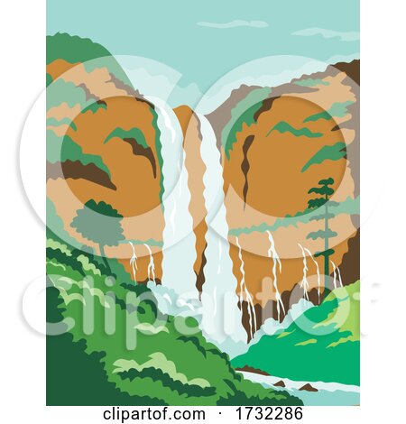 Maria Cristina Falls or Twin Falls Waterfall in Agus River Iligan City Philippines WPA by patrimonio