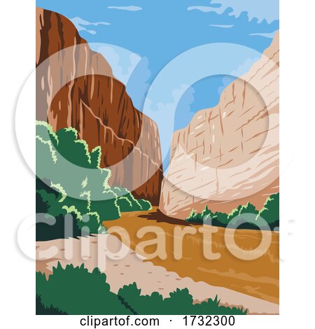Big Bend National Park of Rio Grande Río Bravo in Chihuahuan Desert Texas WPA by patrimonio