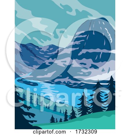 Glacier National Park and Kintla Lake in Montana United States WPA by patrimonio