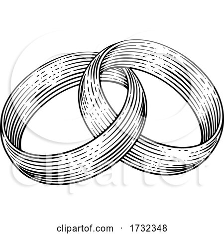 Wedding Rings Bands Intertwined Vintage Woodcut by AtStockIllustration