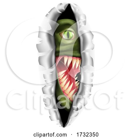 Monster Tearing a Rip Through the Background by AtStockIllustration