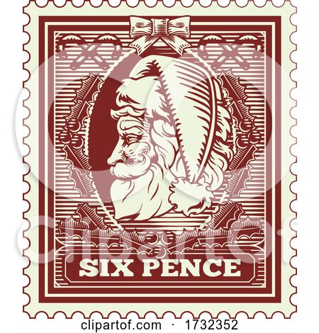 Santa Claus Christmas Postage Letter Post Stamp by AtStockIllustration