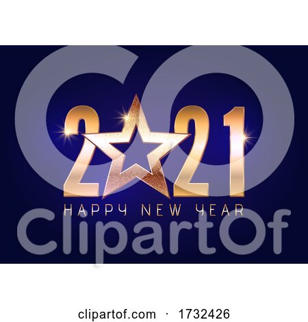 Happy New Year Background with Glittery Gold Star Design by KJ Pargeter
