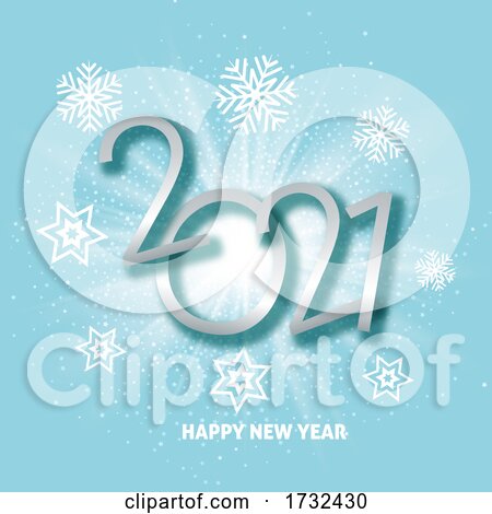 Happy New Year Background with Starburst and Snowflake Design by KJ Pargeter