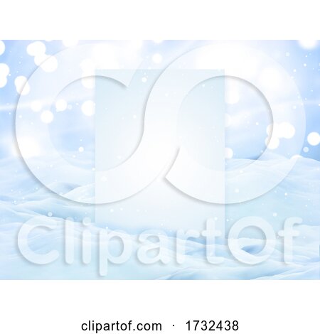 3D Christmas Snow Landscape with Blank Display Board by KJ Pargeter