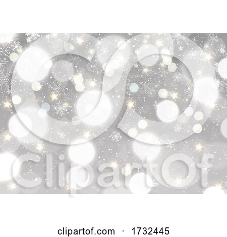 Silver Bokeh Lights Christmas Background by KJ Pargeter