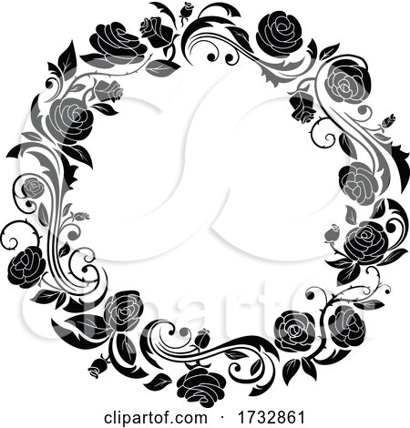 Black and White Rose Frame by Vector Tradition SM