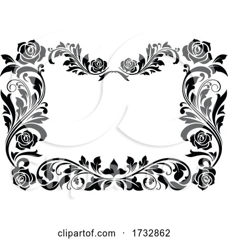 Black and White Rose Frame by Vector Tradition SM