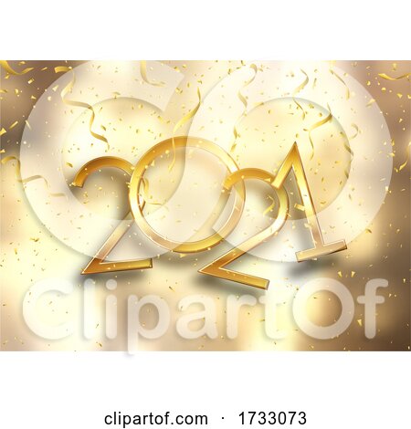 Gold Happy New Yyear Background with Confetti and Streamers by KJ Pargeter